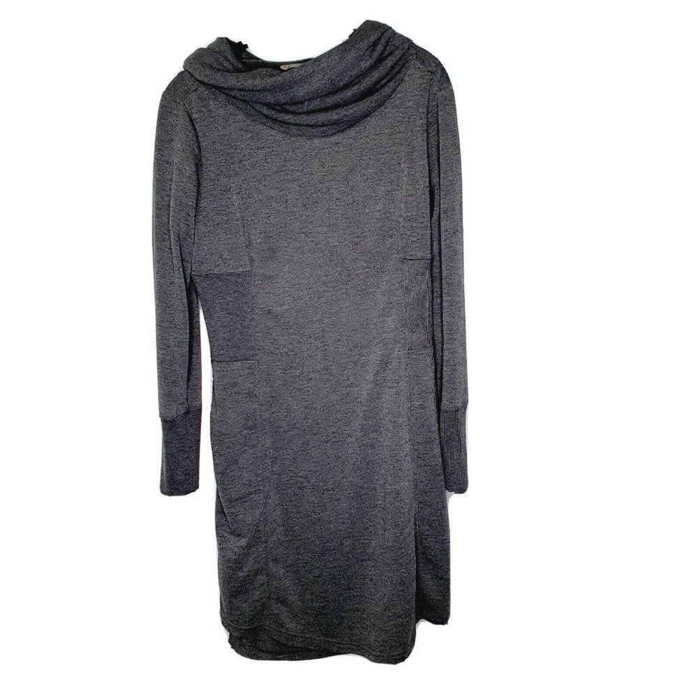Royal Robbins Cowl Neck Solid Gray Stretch Dress Long Sleeve Zip Pocket Small